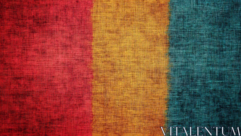 Textured vertical bands in red, yellow, and teal fabric pattern.