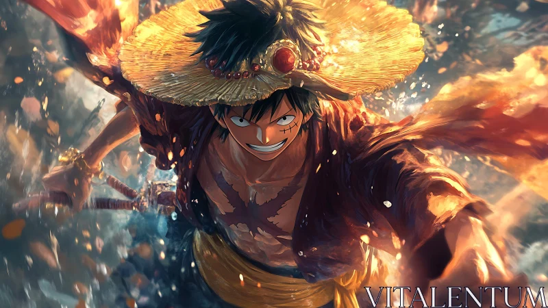 Fiery anime adventurer racing forward with fearless energy.