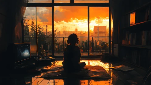 Soft evening solitude welcomes a quiet city window view