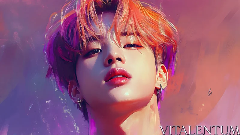 Vivid digital portrait shows luminous youth in bold colors