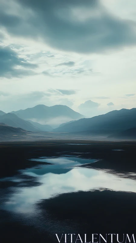 Moody alpine basin renders mirrored sky in cool tonal harmony