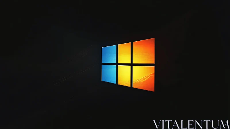 Minimalist luminous window logo in dark negative space field.