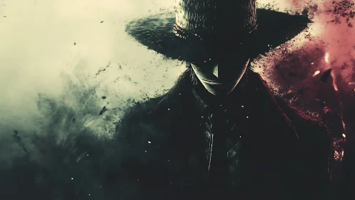 Mysterious hat-wearing figure emerges from smoky void