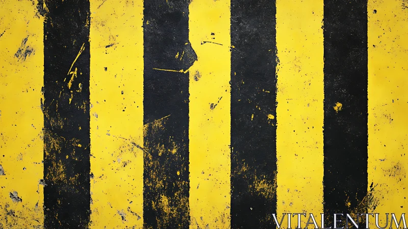 Industrial warning stripes weathered by urban grit and time.