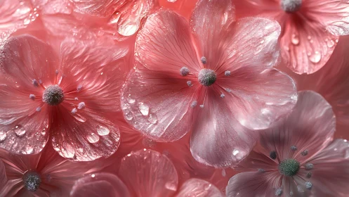 Dewy Cosmos Flowers in Radiant Pink.