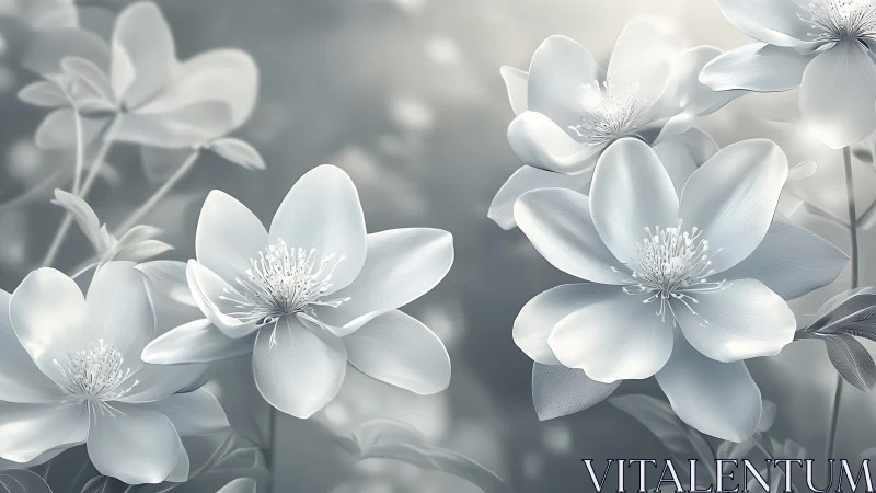 White floral arrangement with visible stamens and layered petals.