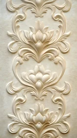 Elegant cream floral relief pattern with soft sculpted curves.
