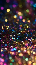 Out-of-focus multicolored glitter surface with bokeh lights.