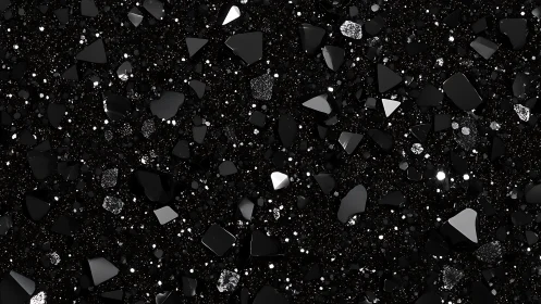 Night-sky obsidian shards glitter across inky cosmic void.
