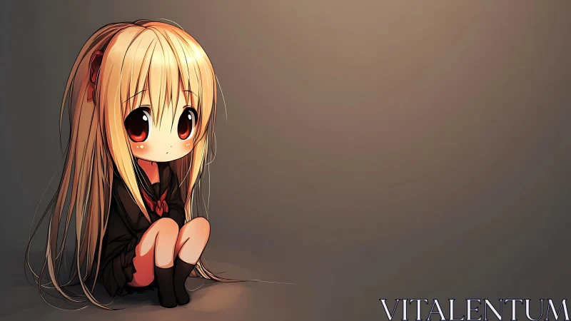 Quiet chibi daydreamer curling into a warm dusk corner.