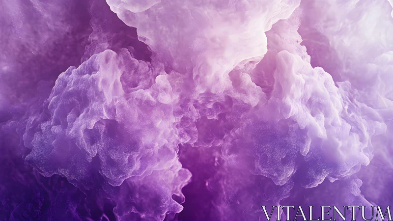 Abstract purple and white smoke clouds digital art background.
