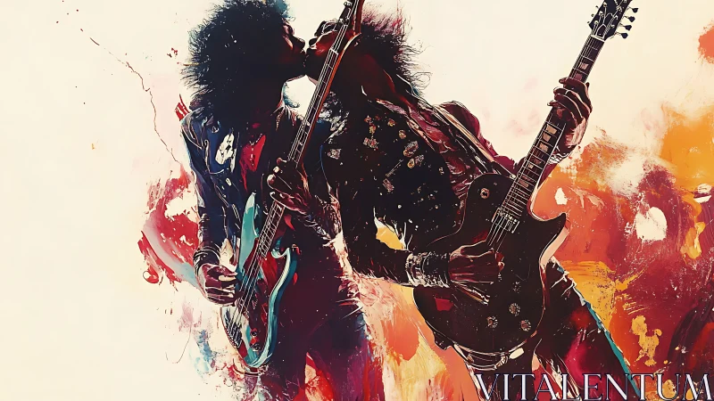 Electric guitar duo in expressive high-chroma paint burst