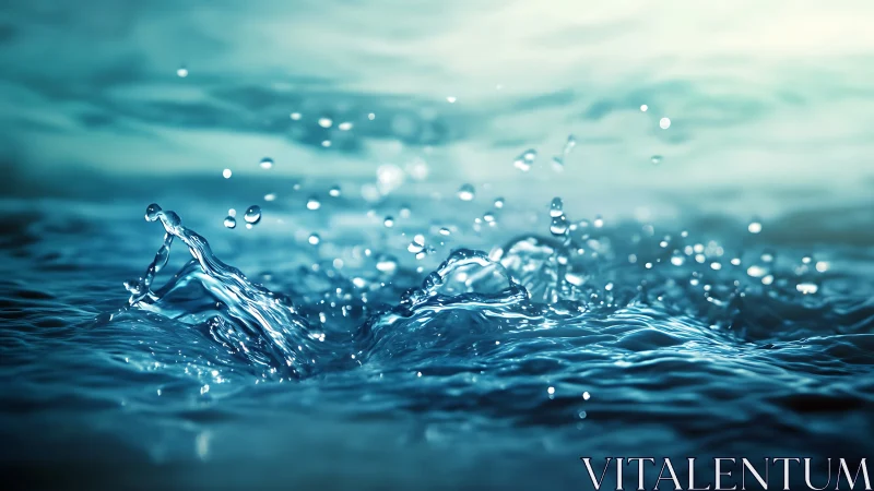 Gentle water splash dancing in cool, shimmering light.