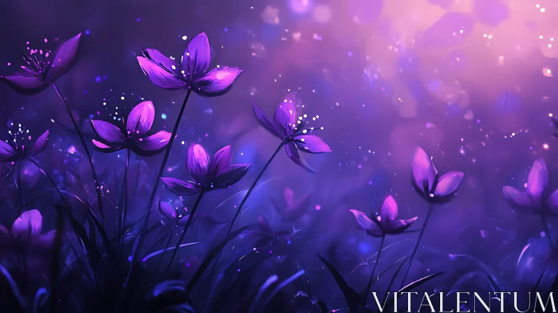 Purple Flowers Dance in Magical Twilight.