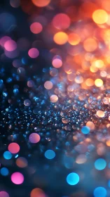 Macro bokeh field shows warm–cool light gradients on water droplets