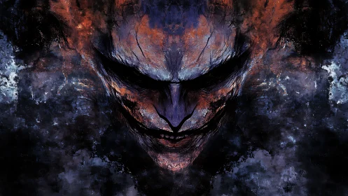 Moody abstract face emerging from swirling midnight colors.