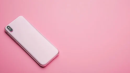 Minimalist Smartphone Drifts Across Candy-Pink Expanse