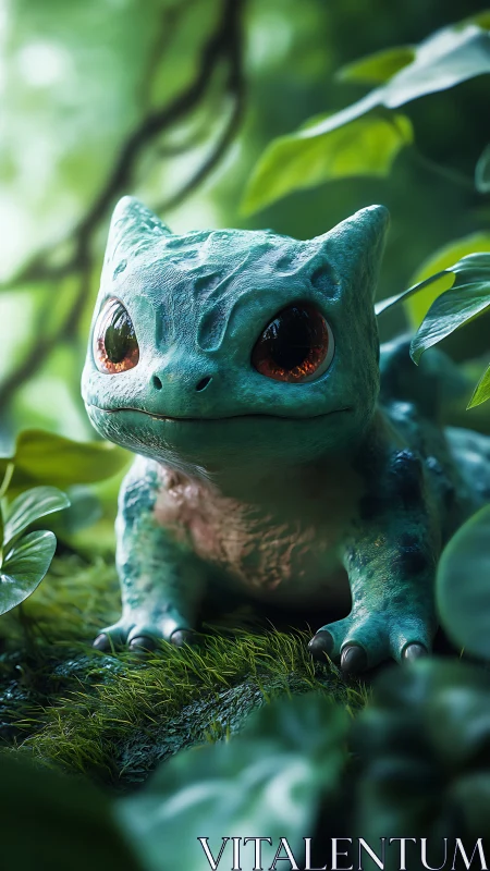 Bright-eyed forest creature pauses gently on soft moss
