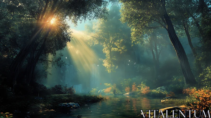 Sunlight Transforms Misty Forest into Liquid Gold Paradise