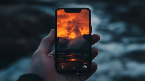 Capturing Nature's Fire: Sunset Through Your Screen.