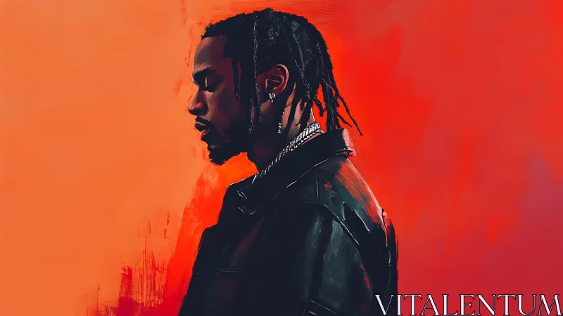 Digital portrait profile in saturated orange chromatic field.