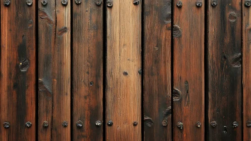 Vertical wooden planks with visible knots and screws.