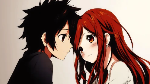 Shy anime lovers lean close, hearts caught mid-breathing pause.