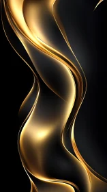 Curved metallic gold ribbons on dark gradient background.
