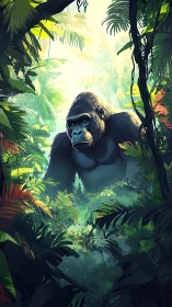 Gentle jungle guardian watching quietly through the leaves.