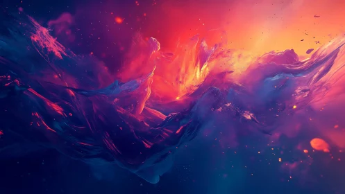 Vibrant abstract cosmic waves in vivid neon colors.