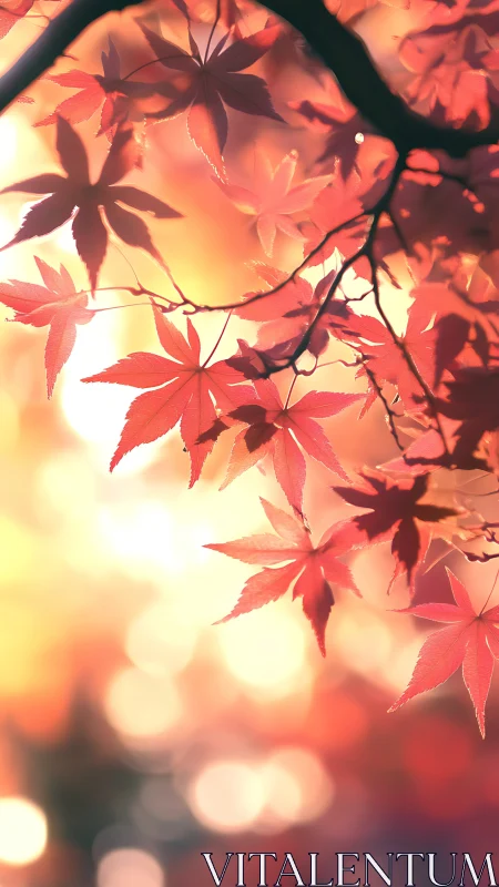 Sunlit maple whispers in a glowing autumn bokeh dreamscape.