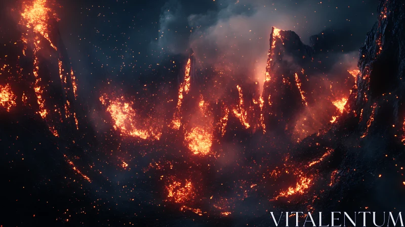 Molten Cliffs Erupt with Incandescent Plasma in Cosmic Void