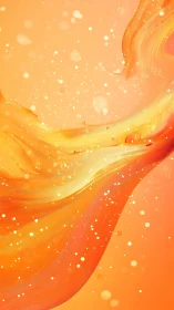 Curved orange fluid wave forms with luminous particle scatter