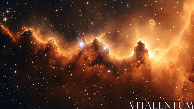 Glowing cosmic ridge of stardust gently crowns the dark void