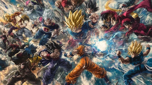 Dragon Ball warriors collide in explosive cosmic battlefield.