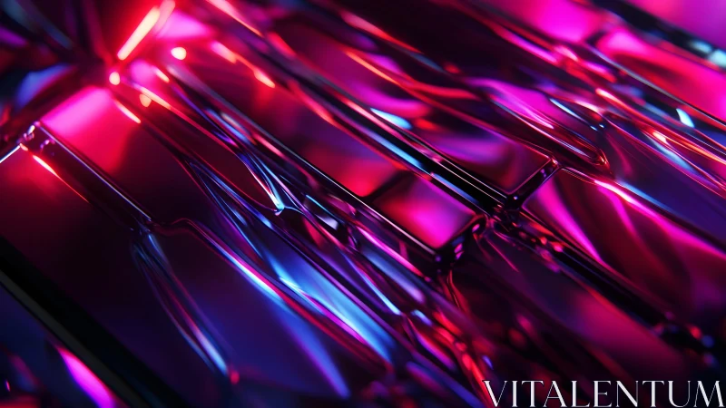 Futuristic Abstract Glass Panels with Neon Pink and Blue Glow.