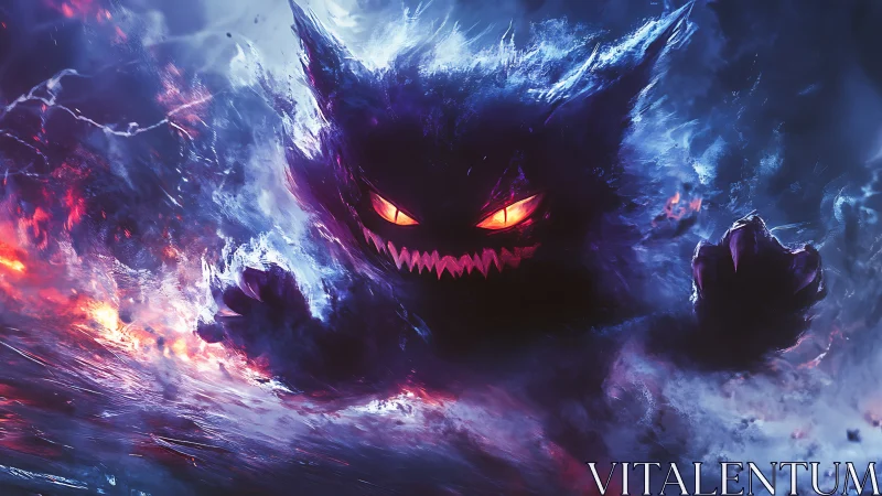 Dark spectral creature advances through turbulent energy field