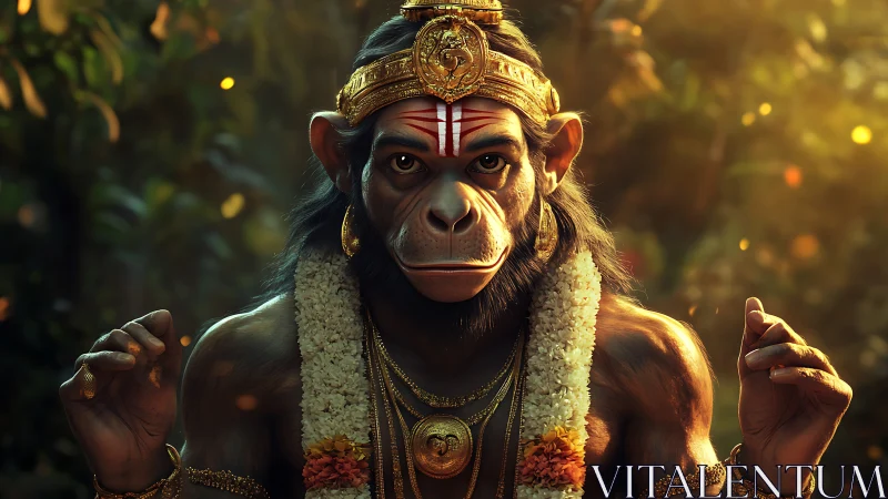 Divine monkey deity rendered in warm cinematic lighting