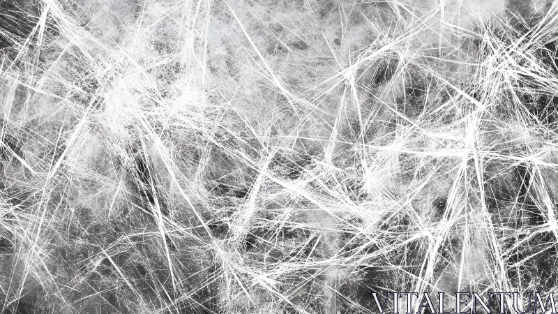 Abstract web of white fibers on dark background, chaotic modern style.