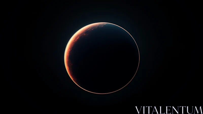 Crescent red planet glows quietly against deep cosmic dark