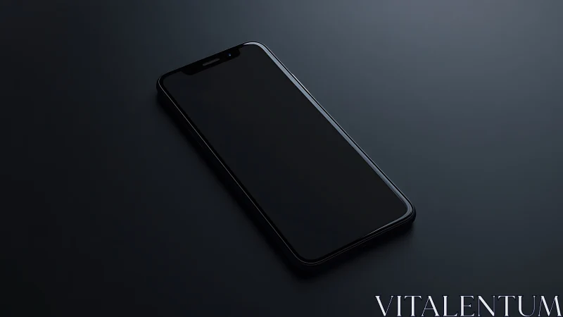 Black smartphone displayed against dark gradient surface.