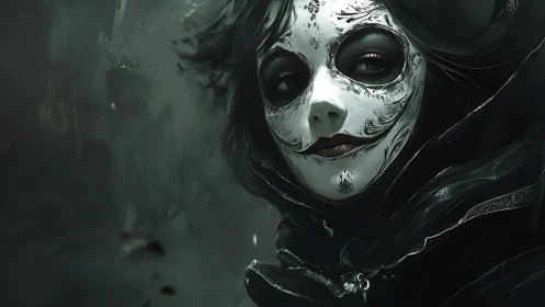 Gothic masked portrait renders a spectral, baroque femme