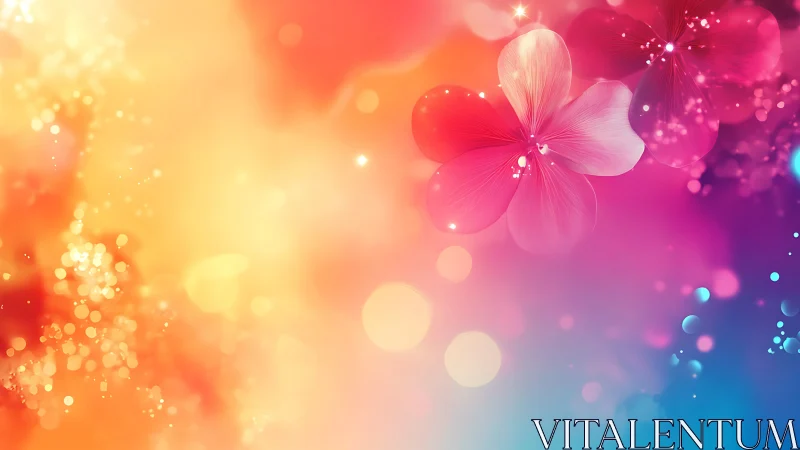 Radiant Gradient Floral with Bokeh Particles and Iridescent Light Diffusion.
