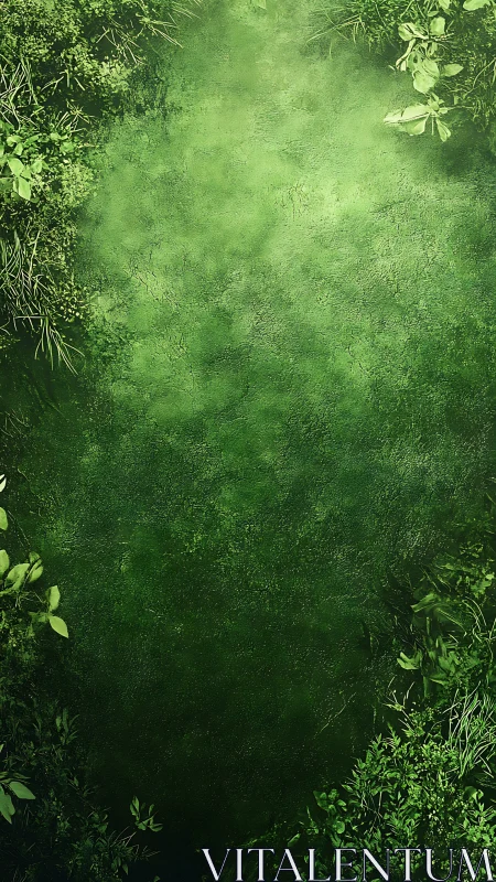 Lush Green Foliage Border with Textured Ground Space