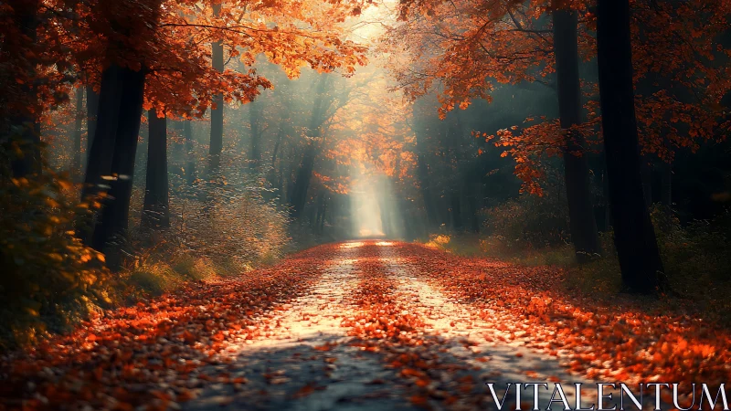Autumn's Luminous Passage Through Russet Woodland.