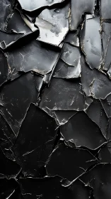 Fragmented black glossy surface with irregular cracked layers.