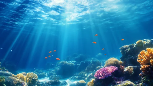 Sunrays Serenade A Neon Coral Kingdom Beneath Waves.
