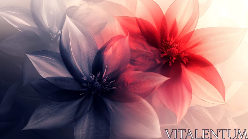 Luminous Petals: Where Blue and Coral Dreams Bloom.