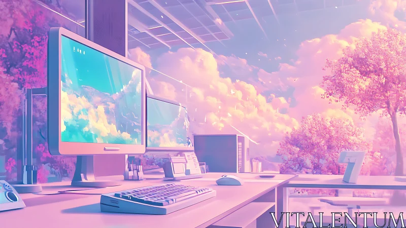 Cloud-dreamt workstations lean into a pastel twilight horizon