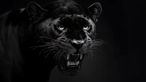 Intense Black Panther's Fearless Gaze.